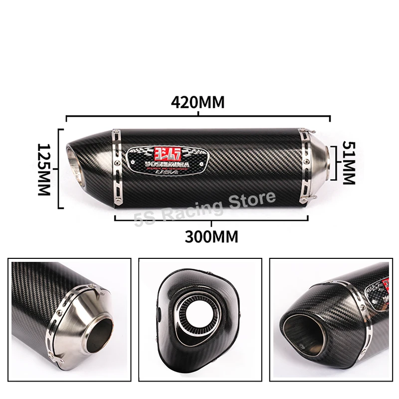 Universal Motorcycle Yoshimura Exhaust Pipe Moto Escape Muffler Tube Carbon Fiber DB Killer For Honda PCX 125 CBR500 GSXR125 R3