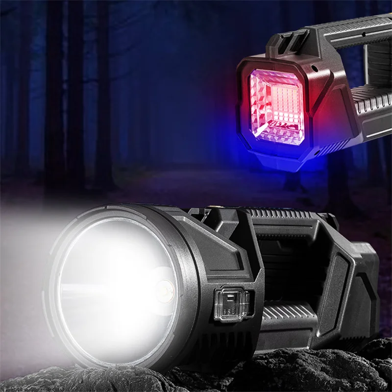 High Lumens LED Rechargeable Flashlight 10000LM Portable Handheld Spotlight USB Solar Power Camping Lantern with Power Bank