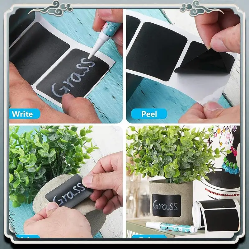 

Premium 10Roll Chalkboard Labels, Waterproof Black Sticker Label, A Roll 300Pcs Stickers For Storage Bins, Bottle, Office Durabl