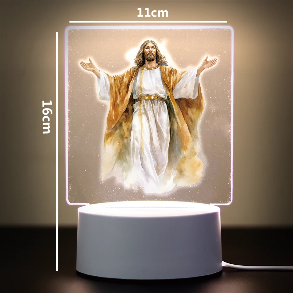 Jesus NEW  3D Led Optical Illusion Table Lamp 3D Night Light With Black Base For Bedroom Decor Light