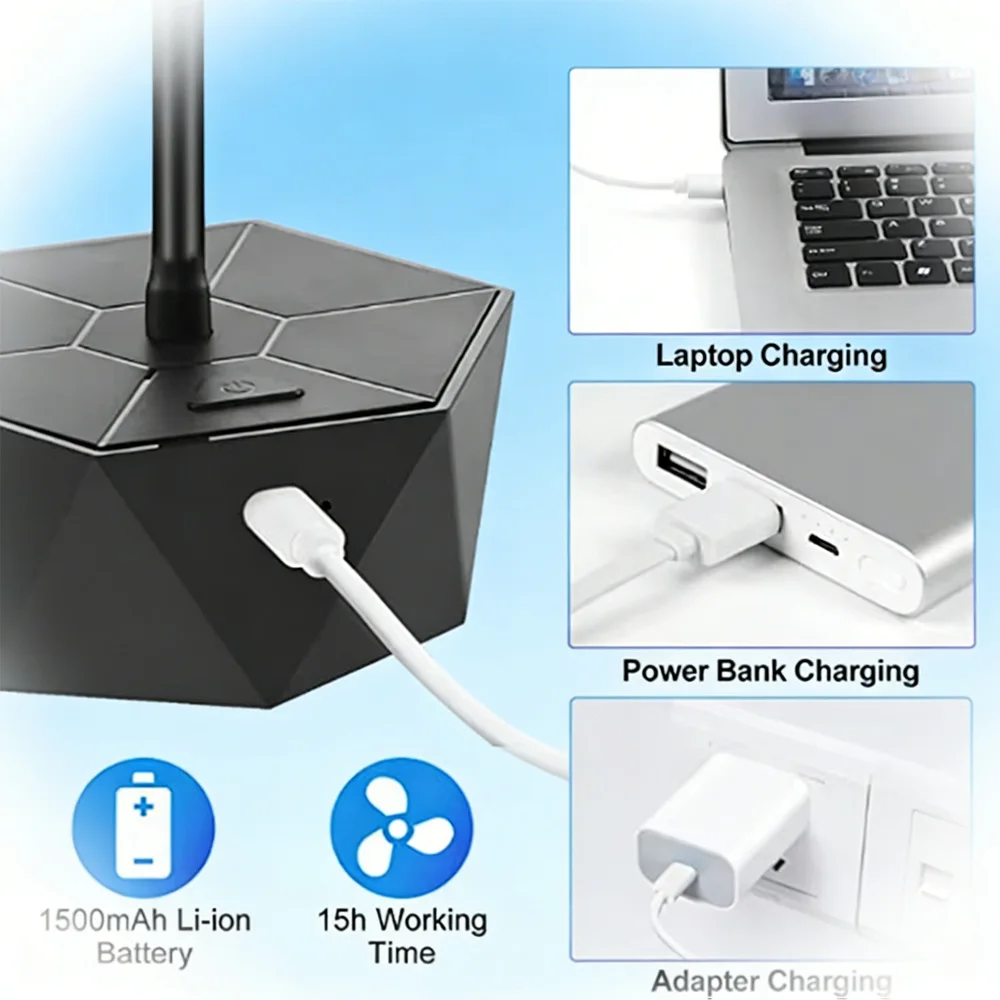 Retractable Fly Repellent Fan | USB Rechargeable & Battery Powered | Outdoor Party Bug Deterrent Device image 4