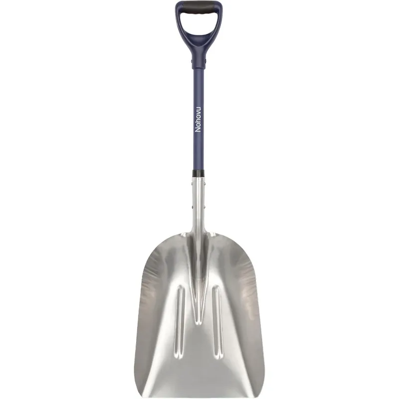 2025 Aluminum Snow Shovel for Driveway, Shovel for Snow Removal, Metal Snow Shovel with Fiberglass D-Handle, 45 Inches