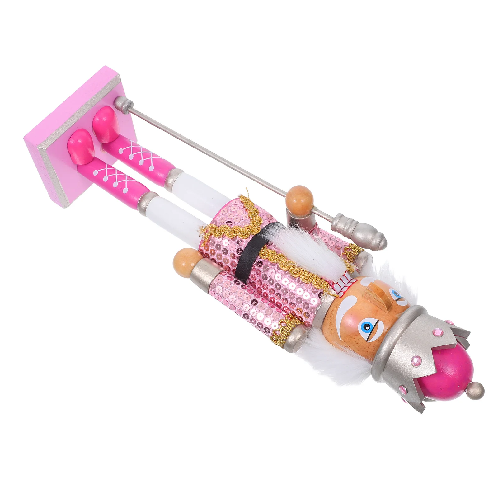 

Christmas Nutcracker Soldier Wooden Walnut Figure Pink 38cm Traditional Puppet Statue Xmas Table Decoration Festive Home