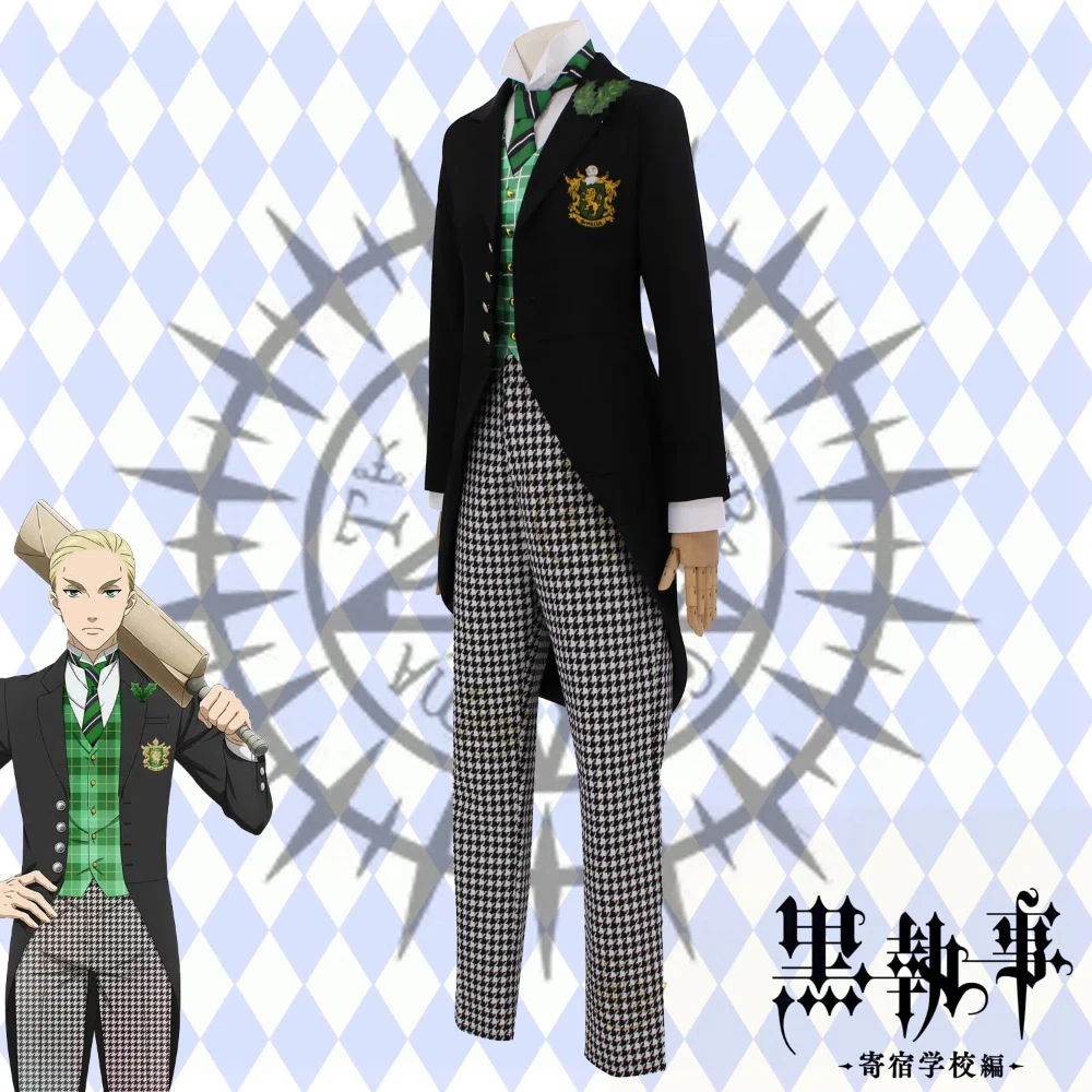 COWOWO Black Butler Cos Haman Gurinhiru Tuxedo Cosplay Costume Cos Game Anime Party Uniform Hallowen Play Role Clothes Clothing