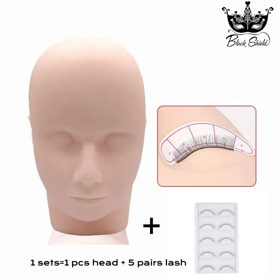 Soft  Eyelash Training Head Sets Eye Facial Eyelash Extension Makeup Practice Cosmetic Dummy Professional Mannequin Heads Tools