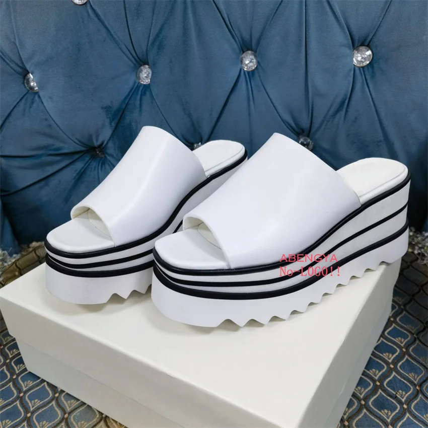 Summer New Black Leather Flat Slippers Women Open Toe Mules Dress Flat Slides Designer Casual Party Beach Walk Shoes For Women view 5