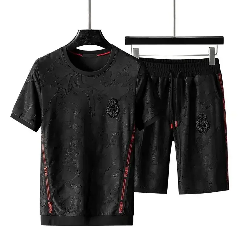 Embroidered High-quality Fashion Men’s Casual Sports Suit, Long-sleeved Trousers and Fleece Hoodie , Short-sleeved Trousers Sets