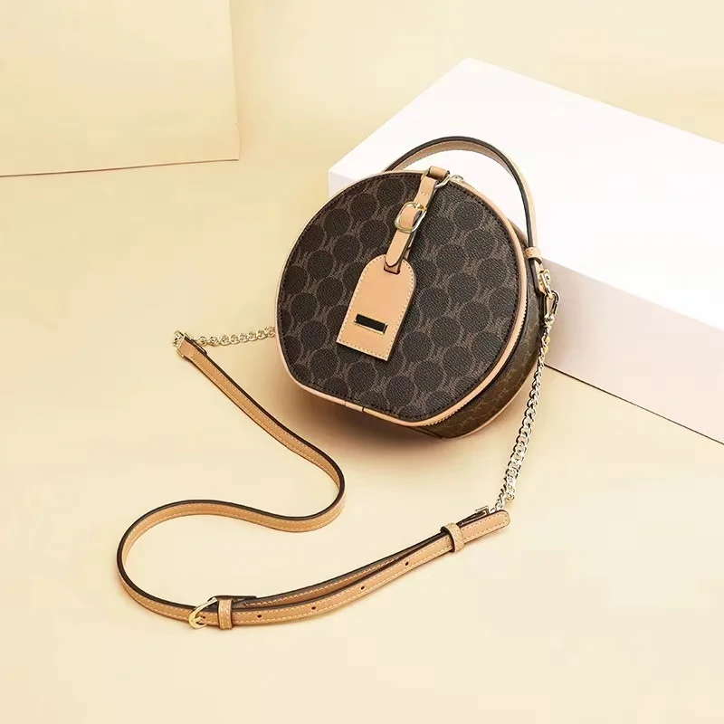 Women Messenger Bag Vintage Little Round Bags PVC Crossbody Handbag Fashion Shoulder-bag