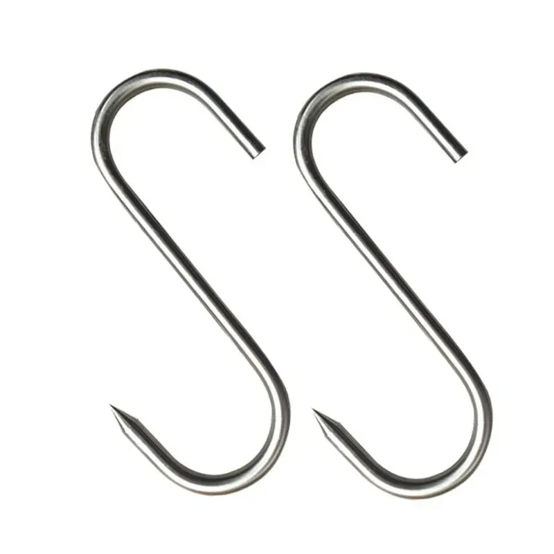 5/20pcs Stainless Steel S Hooks with Sharp Tip Utensil Meat Clothes Hanger Hanging Hooks for Butcher Shop Kitchen Baking Tools