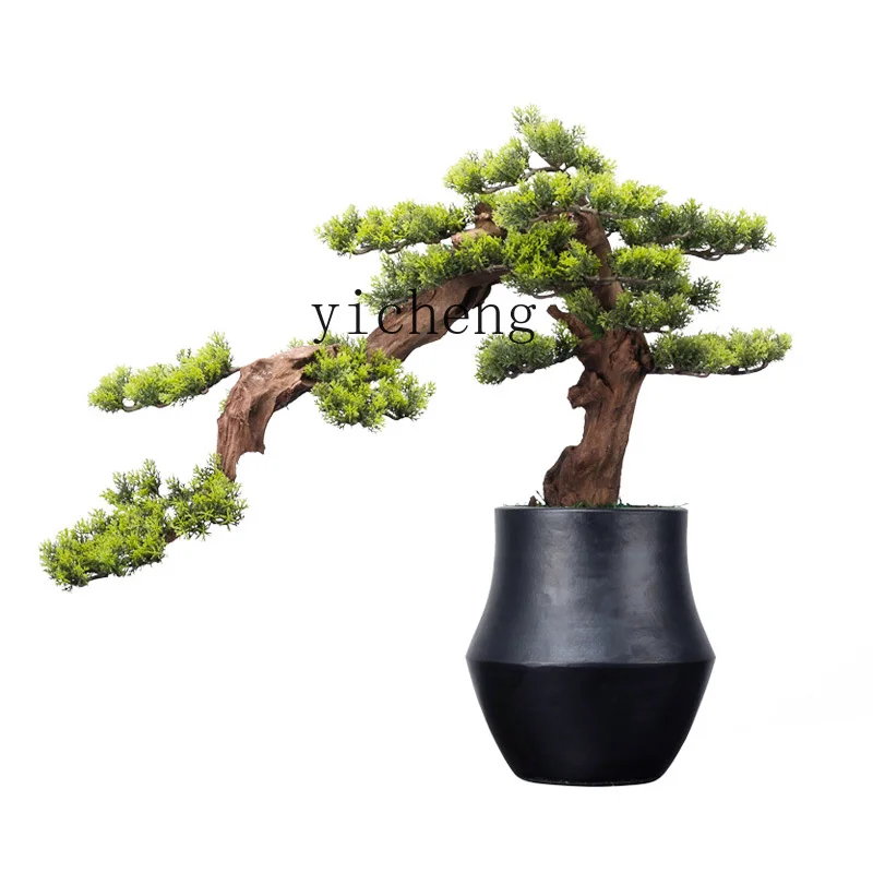 

Tqh New Chinese Style Artificial Greeting Pine Bonsai Zen Dried Wood Green Plant Decorations Furnishings