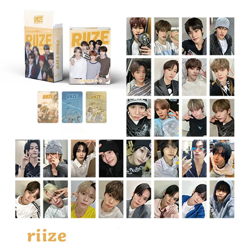 50Pcs/Set KPOP RIIZE HD Laser Photocard Shotaro Eunseok Sungchan Wonbin Sohee Anton LOMO Cards Double Sides Boxed Postcard Gift