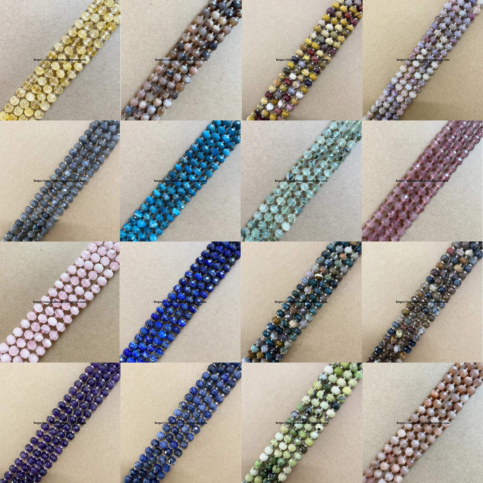 22 Colors ! Semi-precious Stone Faceted Rondelle Citrine Quartz 7