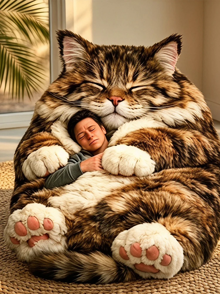 Giant Animal Sleeping Bag Comfortable Cute Cat Envelope Sleeping Bag Washable for Indoor Home Bedroom Living Room Apartment Dorm