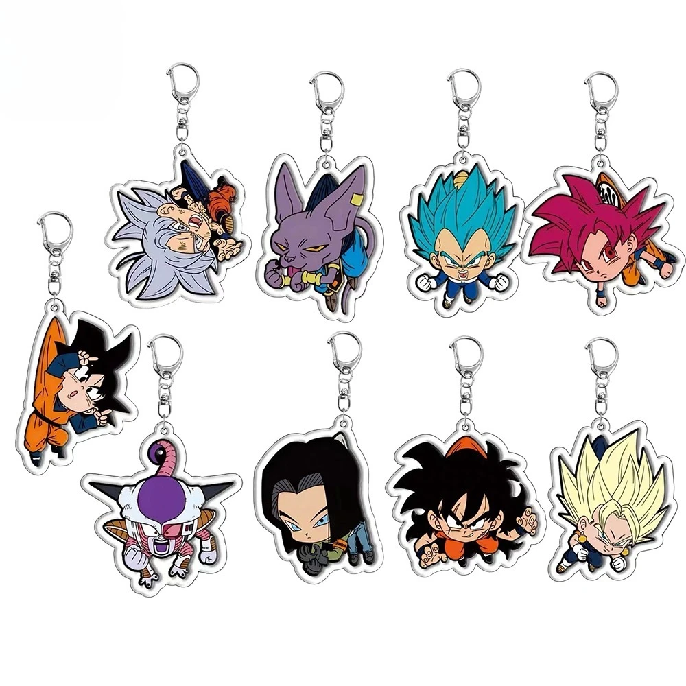 

Anime Dragon Ball Wukong peripheral transparent acrylic double-sided printed keychain cartoon student backpack pendant