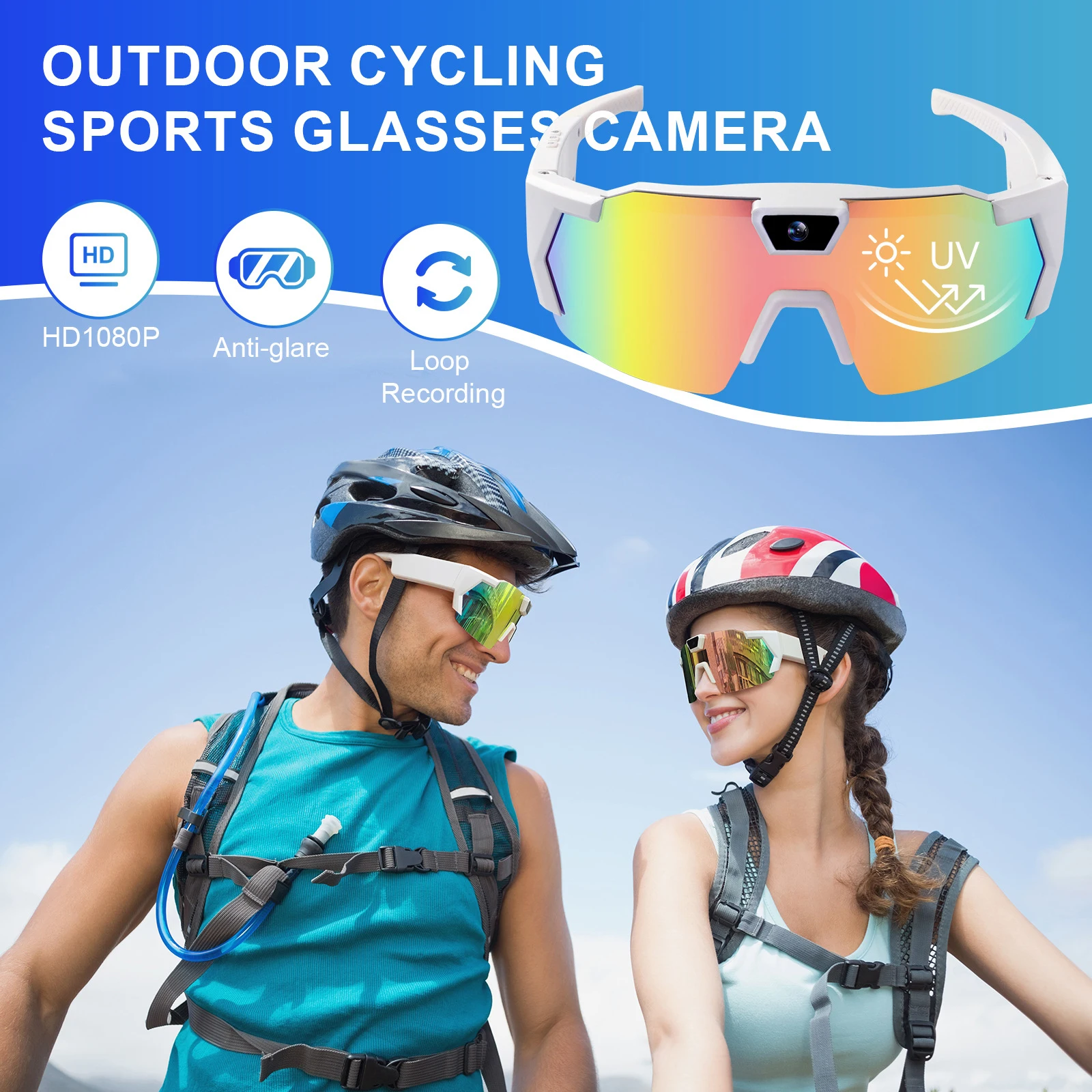 

HD1080P Recording Glasses Anti-Glare Outdoor Cycling Sunglasses Lightweight Windproof Ski Goggles for Hiking & Travel Activity