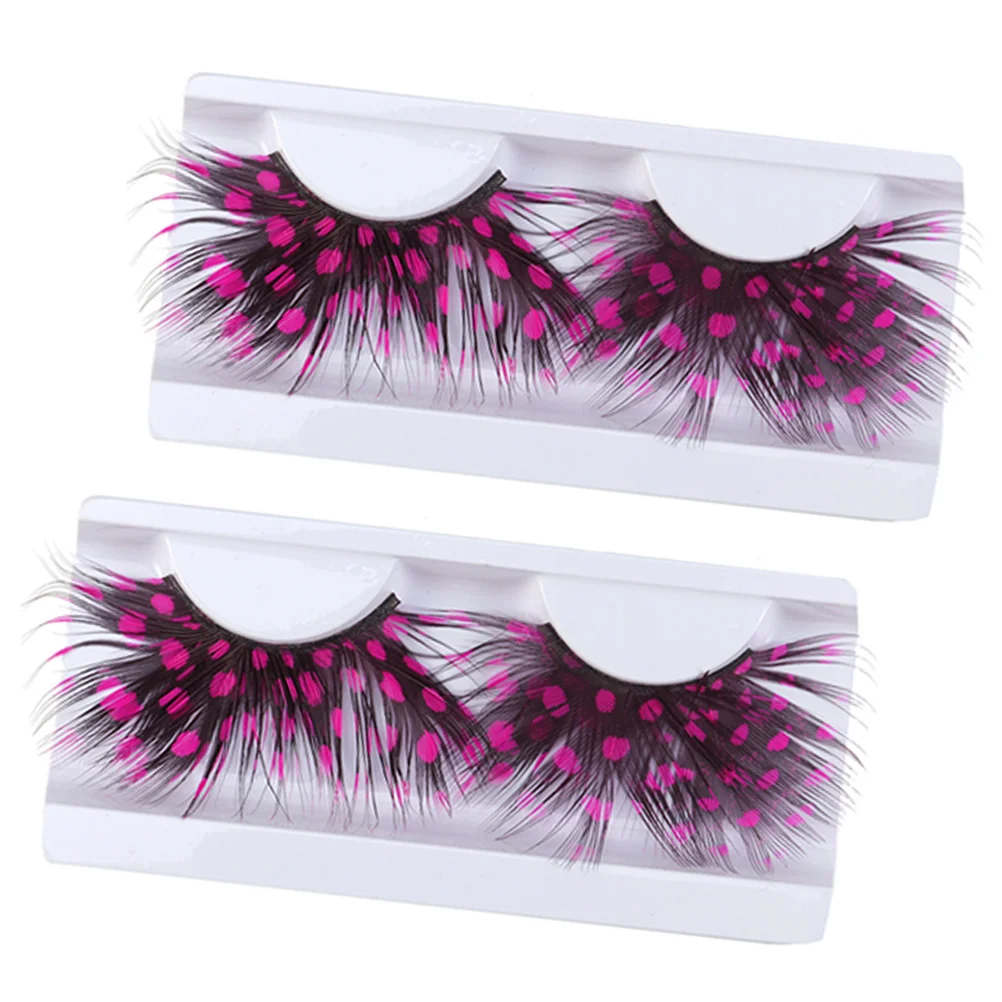 

2 Pairs Extra Colored False Eyelashes Reusable Handmade Extensional Party Costume Halloween Fashion Charm Chic