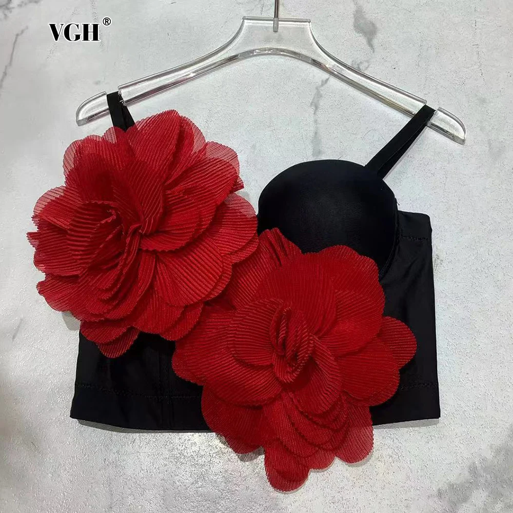 VGH Hit Color 2025 New Spliced Appliques Vest for Women Squared Collar Sleeveless Sexy Fashion Summer Waistcoat Female Clothing