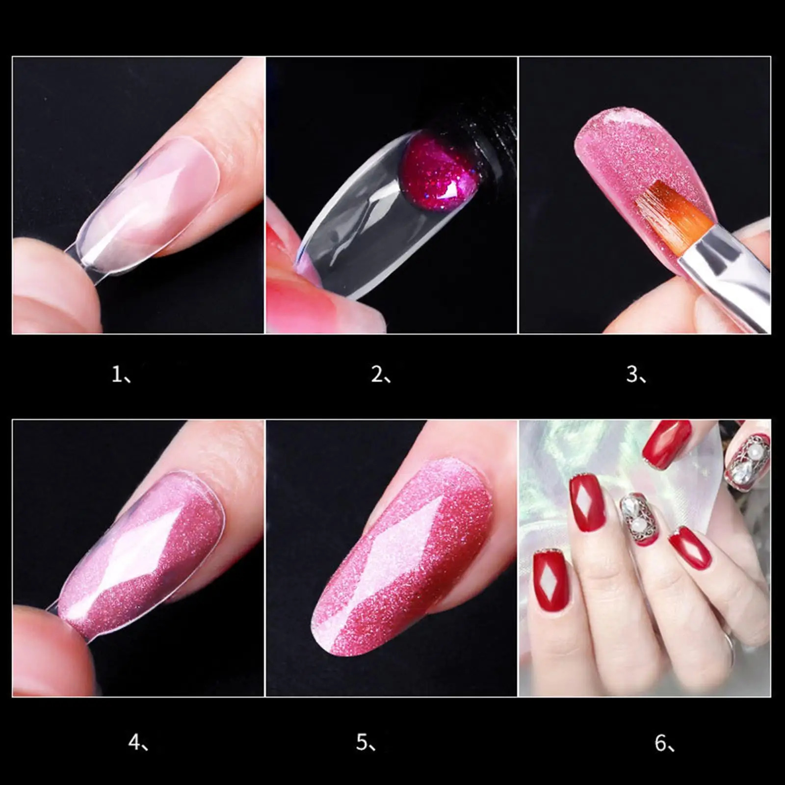120pcs Dual Forms Fingernail Tips Diamond Shape for Home Use Salon