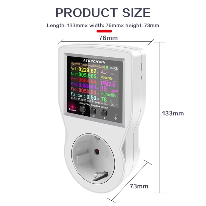 Imagem -05 - Atorch Wifi Digital Wattmeter Potência Consumo de Eletricidade Medidor de Energia ac 220v