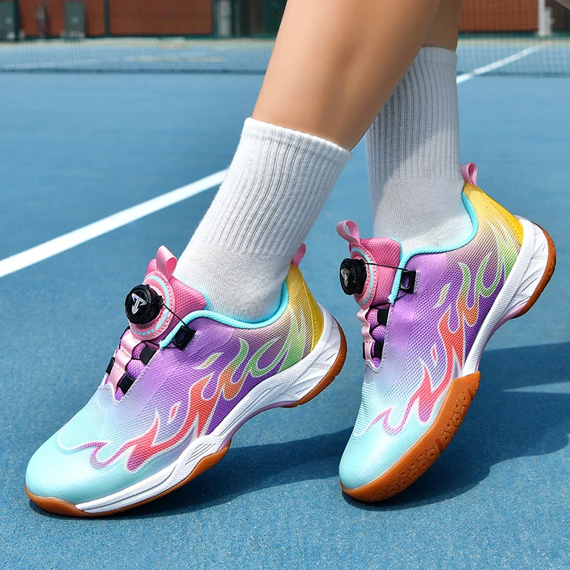 

Purple Kids Tennis Athletic Sneakers Table Tennis Shoes Volleyball Footwear Children Professional Badminton Sport Training Shoes
