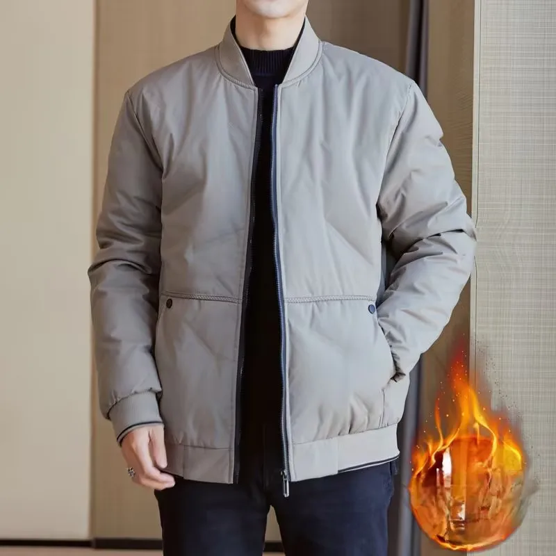 2025 New Down Cotton Jacket Men Vintage Baseball Collar Travel Windproof Padding Coat Winter Business Casual Thickened Parkas