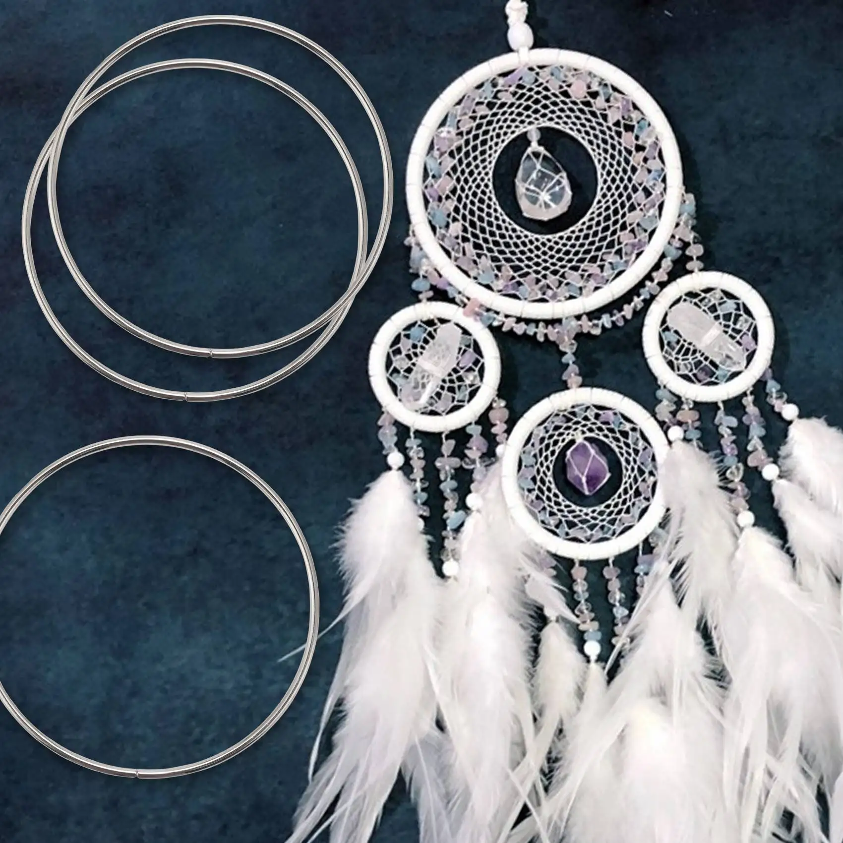 A92P 10 Pack 4 Inch Silver Dream Catcher Metal Rings Floral Hoops Wreath Macrame Creations Ring For Crafts DIY
