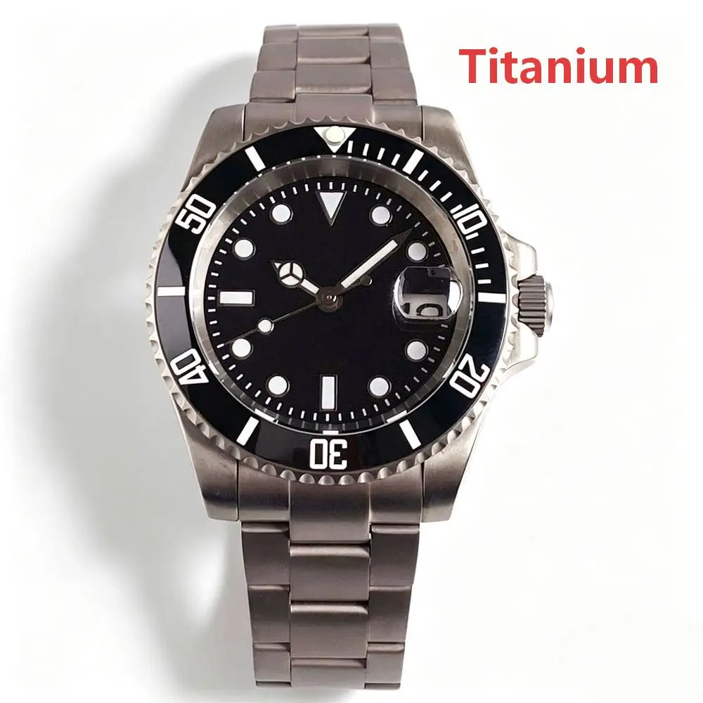 Grade 2 Titanium Mechanical Male Watch Black Dial Japan NH35A Movement 200m Waterproof 120 clicks Bezel Luminous Marks