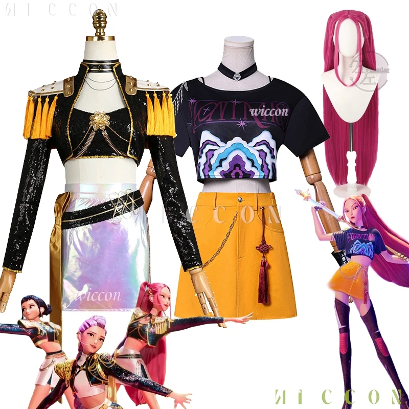 

HUNTRIX K-Pop Mira Cosplay Costume Stage Uniforms Wig Demon Hunters Clothes Halloween Girls Group Idol Roleplay Outfit Women Hot