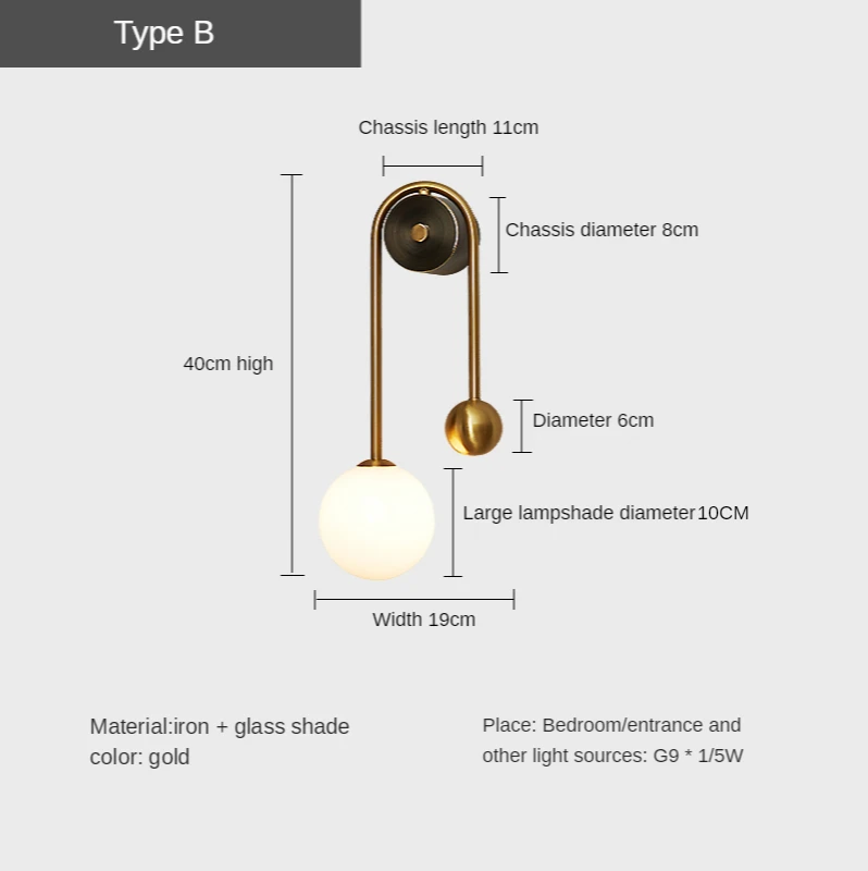 Moderne wandlamp glazen bol LED goud woondecoratie voor woonkamer slaapkamer nachtkastje interieur binnenverlichting wandlamp armatuur verlichting