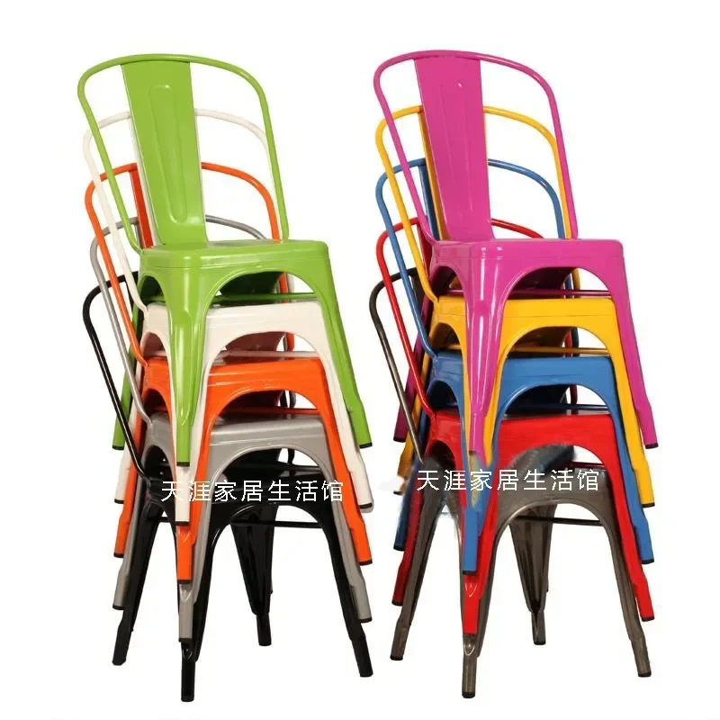 Iron chair Metal back Outdoor Retro European industrial style simple iron dining