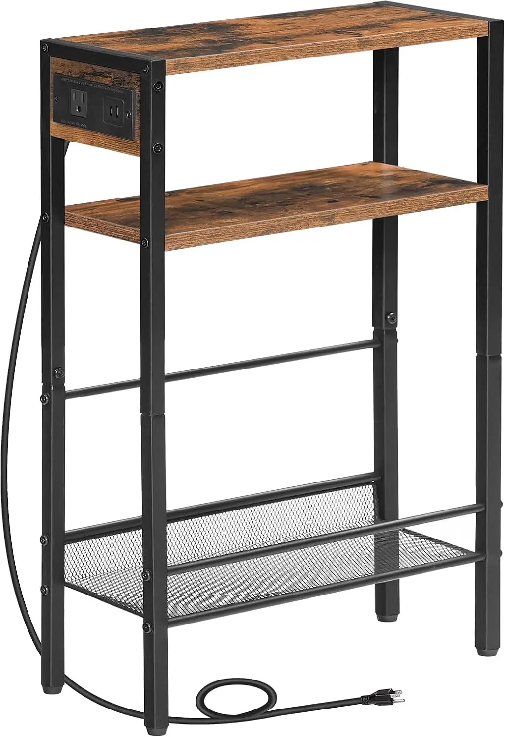 

Тумбочка-столик с зарядной станцией, USB-портами и полками для хранения для небольших помещений