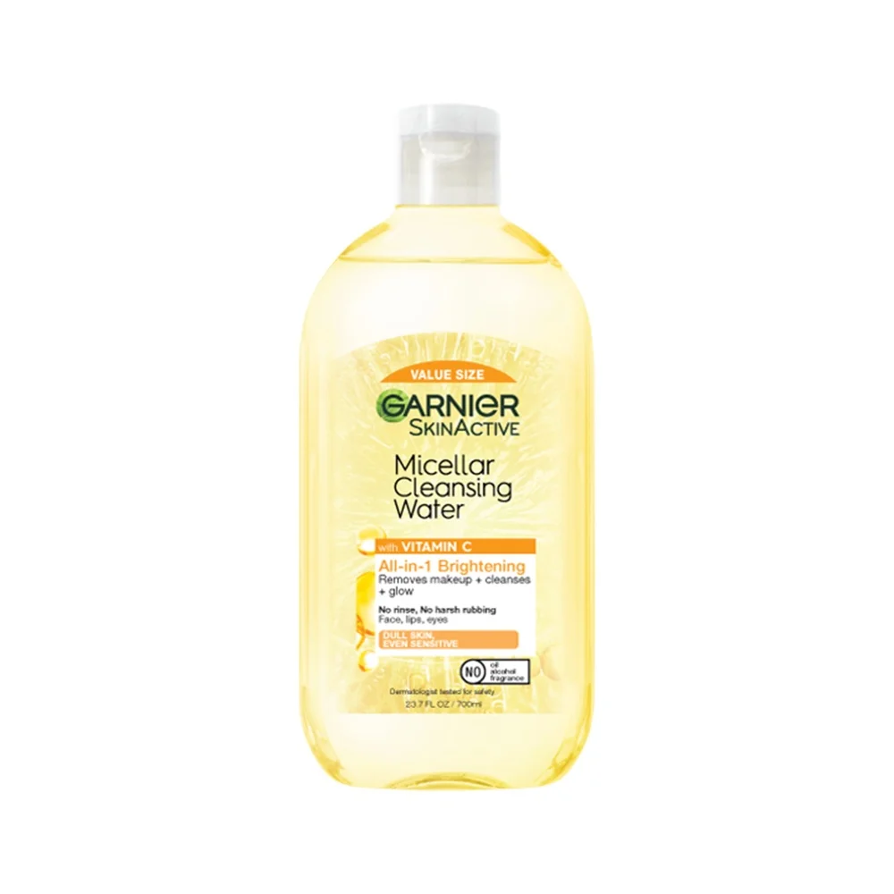 Acqua detergente micellare schiarente con vitamina C 23,7 fl oz Rimuove il trucco Olio sporco Detergente delicato Cura del viso senza crudeltà