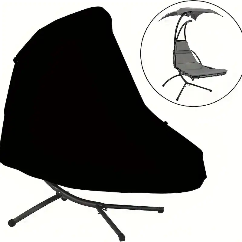 Black Curved Egg‑Shaped Patio Lounge Chair Cover, Heavy‑Duty Waterproof Outdoor Arched Recliner Protector, UV‑Resistant Windproo
