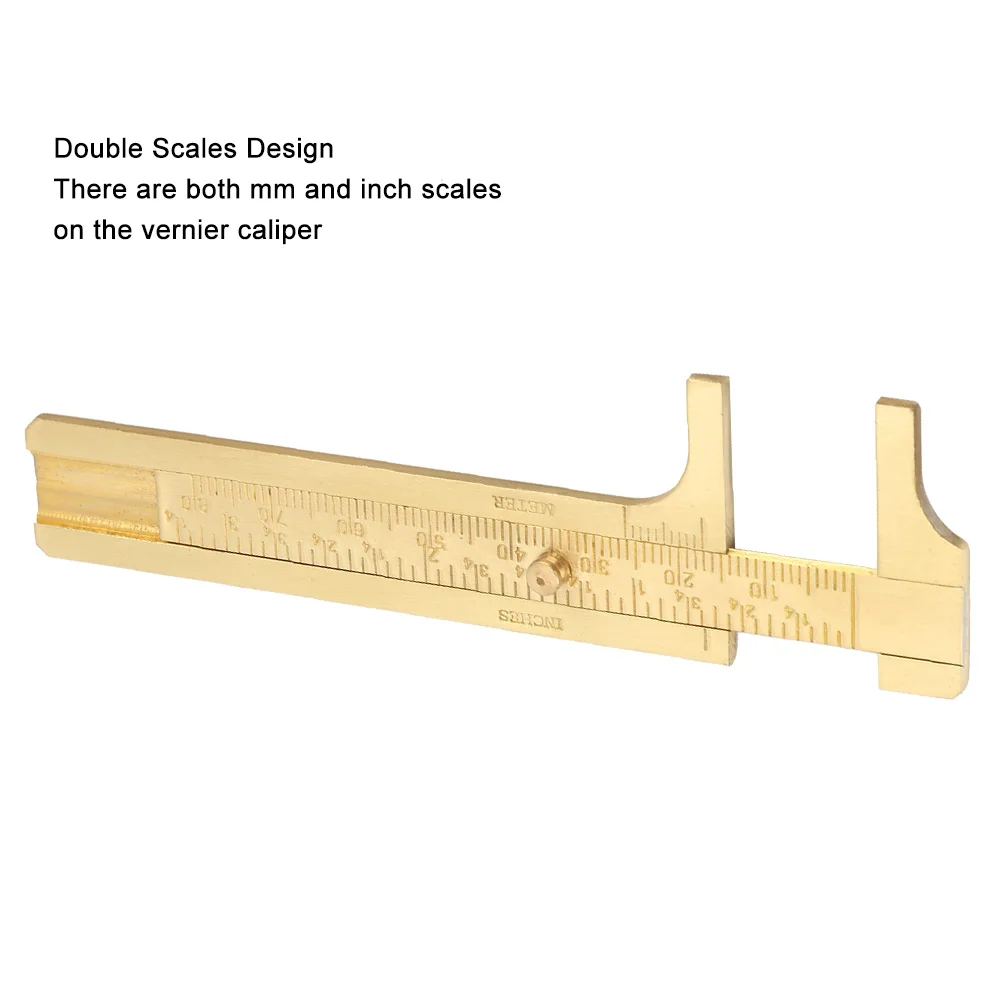 Brass Vernier Caliper Brass Caliper Mini Double Scale Vernier Caliper Portable Brass Sliding Caliper Gauge Ruler Measuring Tool