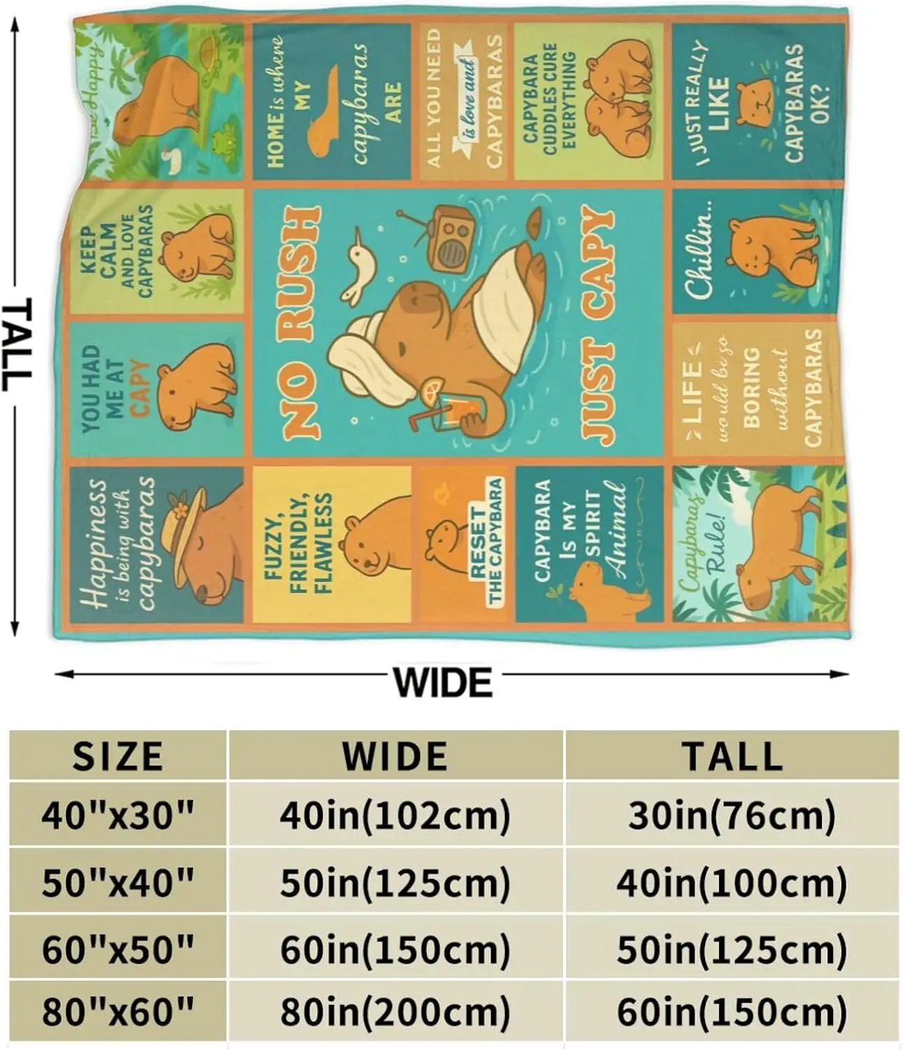 Capybara Chill Theme Throw Blanket Funny Quotes Design for Living Room Decor Gift for Her RelaxationStyle