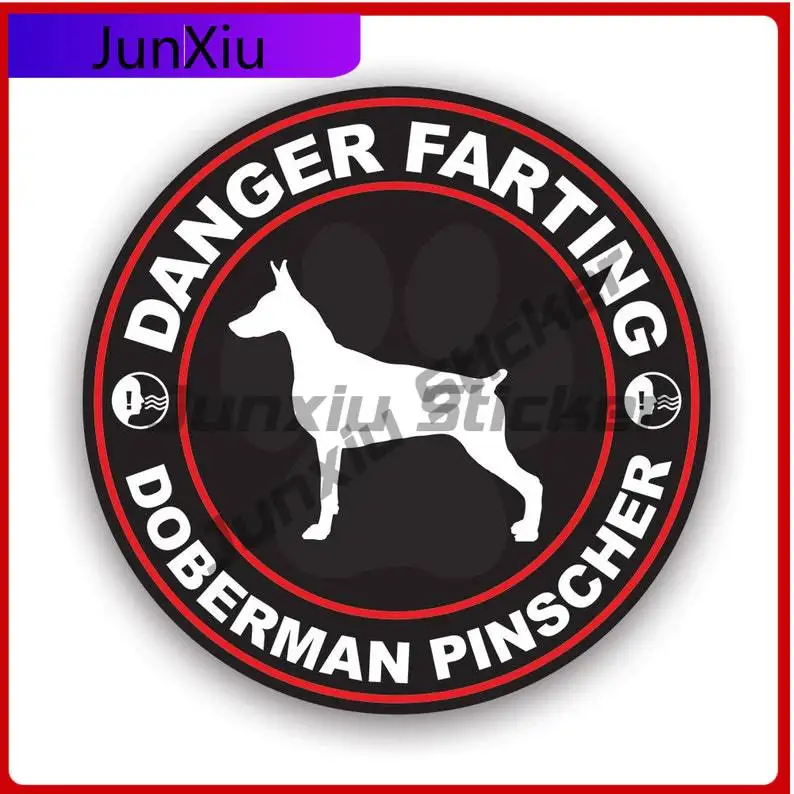 

Danger Farting Doberman Pinscher Sticker Uv Protected Decalsdog Canine Pet Dobermann Car Sticker Vinyl Decal Waterproof Durable