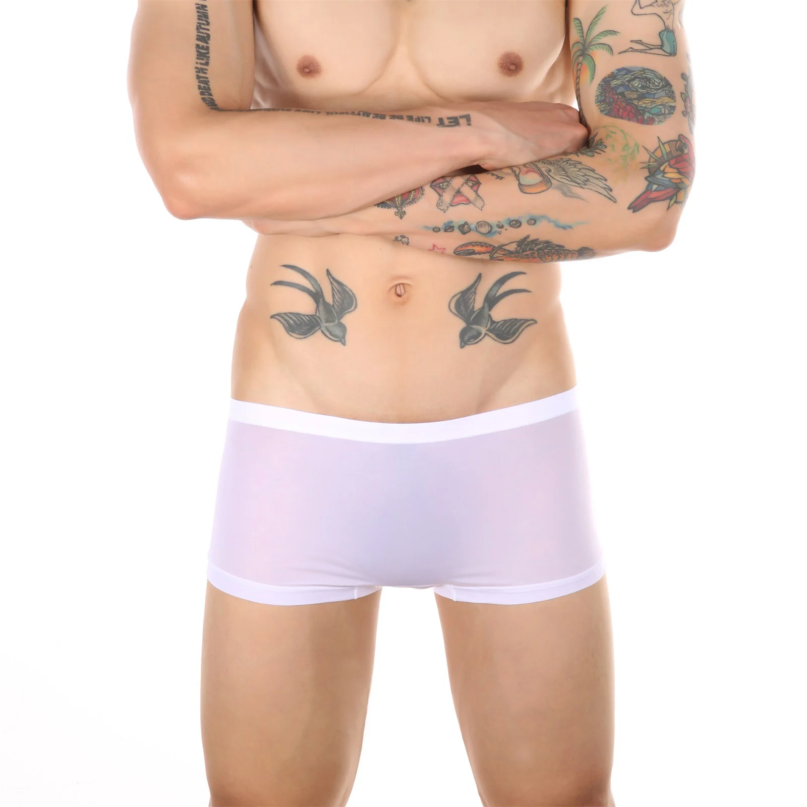 Underwear Sexy Ice Silk Men Boxers Translucent Panties Boxer Short Hombre Ultra-thin Underpants See Through