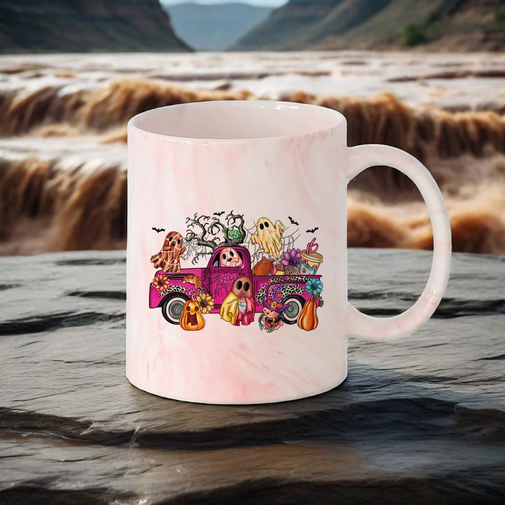 

Halloween Coffee Mug Cups Pumpkin Soup Mugs Spooky Ceramic Mug Witch Bat Drawing Water Cup Festive Gift Party Drinkware Tea Beer