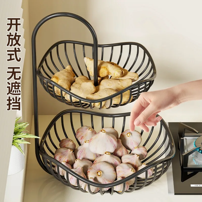 Household kitchen desktop onion, ginger, garlic storage rack, living room multifunctional multi-layer fruit storage rack