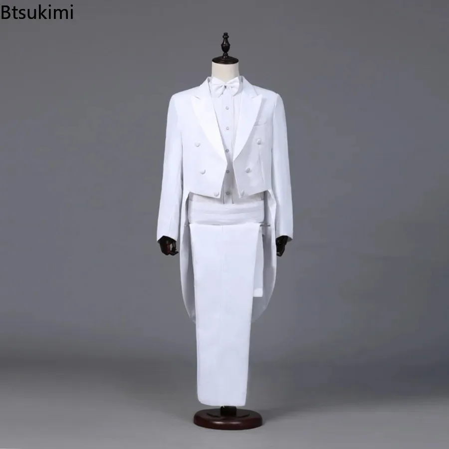 

New Men's Classic Tuxedo Suit Sets Vintage Formal Tailcoat Slim Tux Jacket Pants Fashion Singer Costumes Magician Stage Outfits