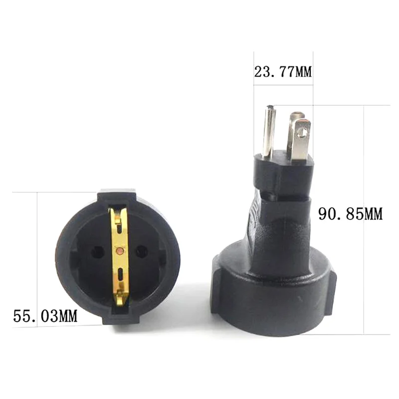 Black Full copper USA Japan Thailand Canada 5-15P Male to EU 4.8MM German Russia Korea 2P+E female adapter plug socket converter