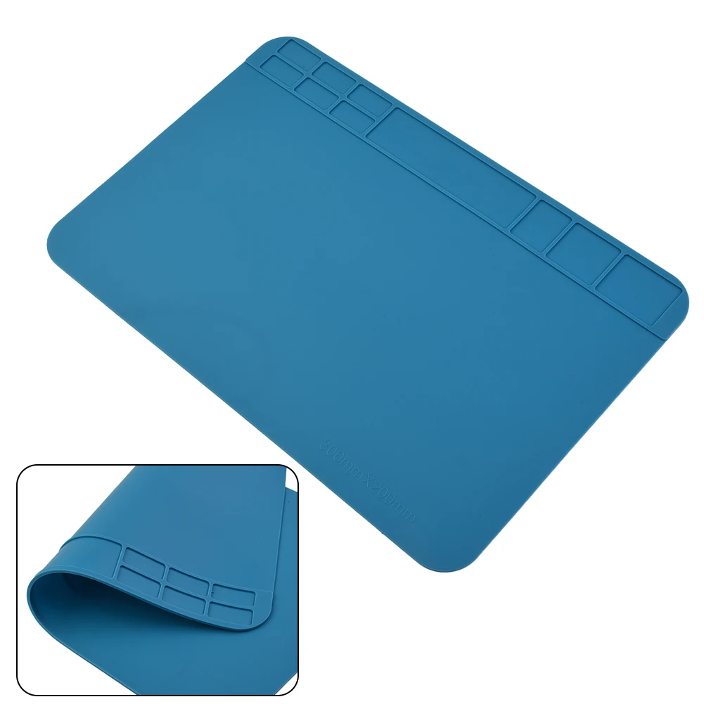 Pad Wärmedämmmatte Silikon 30 cm * 20 cm Zubehörstation Blau Wasserdicht Schreibtischunterlage Staubdicht Telefon 1-2 mm Dicke