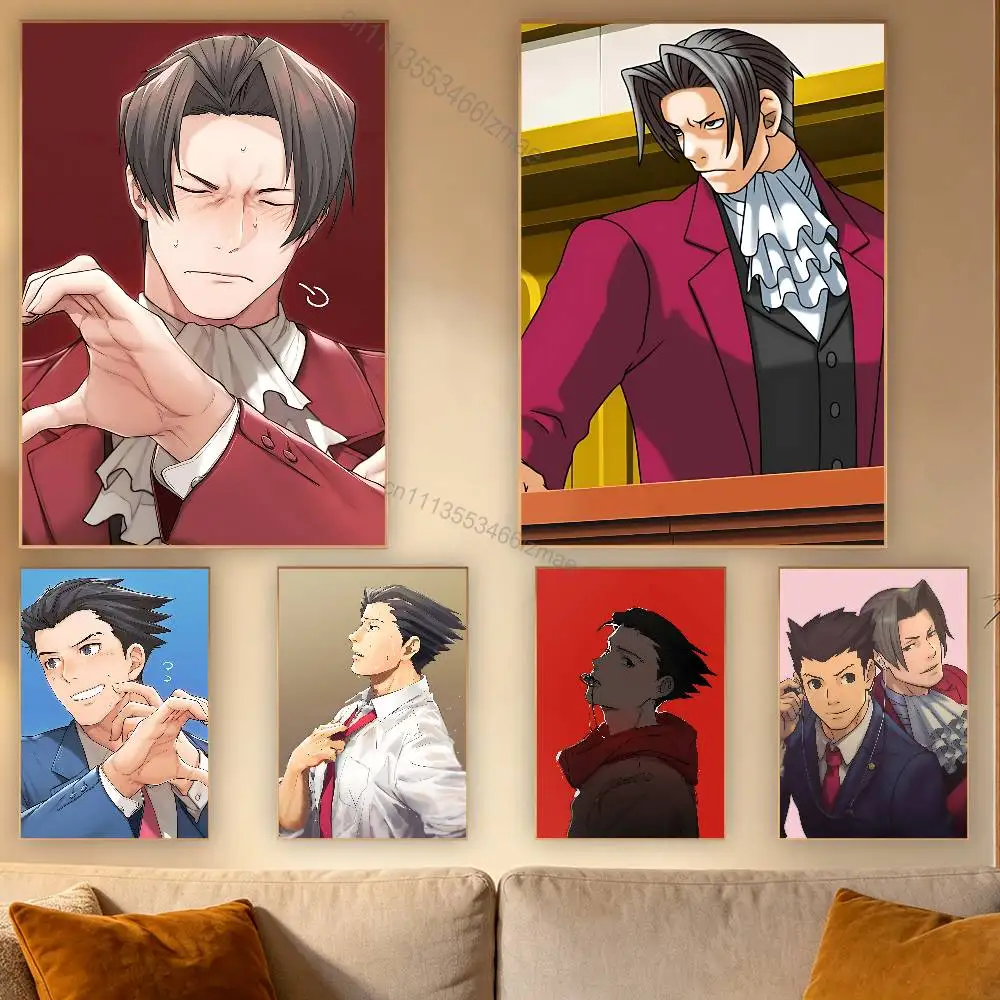 

Miles Edgeworth A-Ace Attorney Poster Retro Paper Sticker DIY Room Bar Cafe Aesthetic Art Wall Painting
