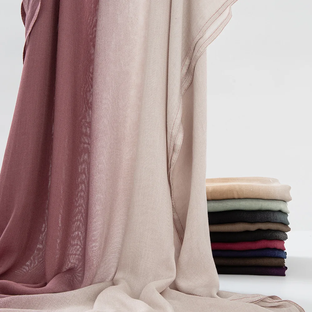 

Длинный вискозный шарф градиентного цвета, мусульманский хиджаб, женские шали, тюрбан, палантины, банданы, повязка на голову, Bufanda, платок, Turbante Mujer