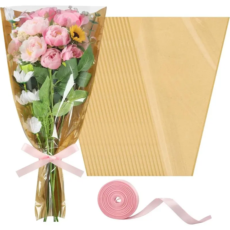 

Пакеты для упаковки цветов SHGO, 30 шт., для букетов, с лентой, на День святого Валентина, День матери, День рождения, свадьбу