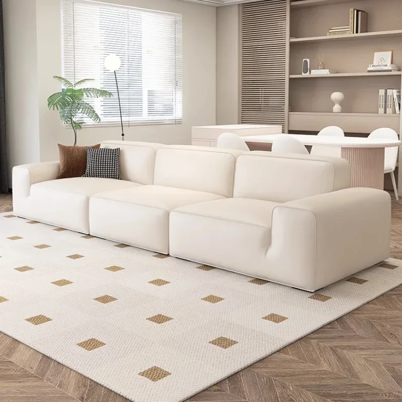 big black cow leather sofa first layer cowhide Italian minimalist