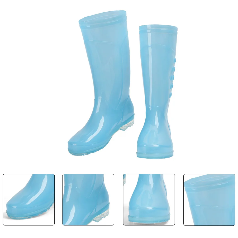 

Waterproof Boots Rain Non-slip Shoes Transparent The Snow Footwear Tall Blue for Women Women's