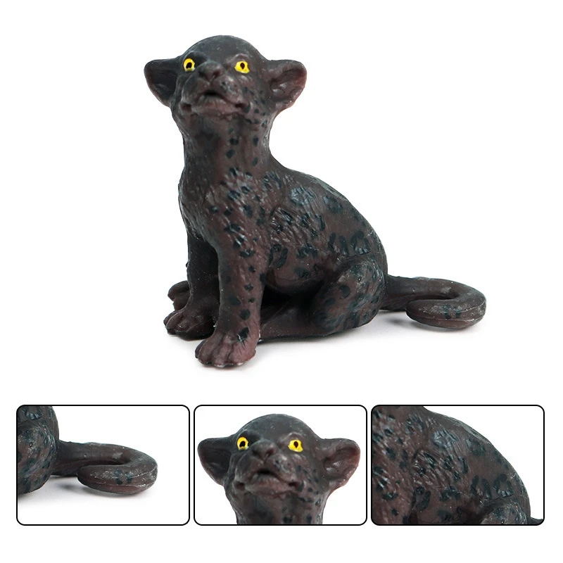 Cognitive Toy Simulation Black Panther Family Collection Toy Plastic Animal Static Solid Wild Animal Toy Children