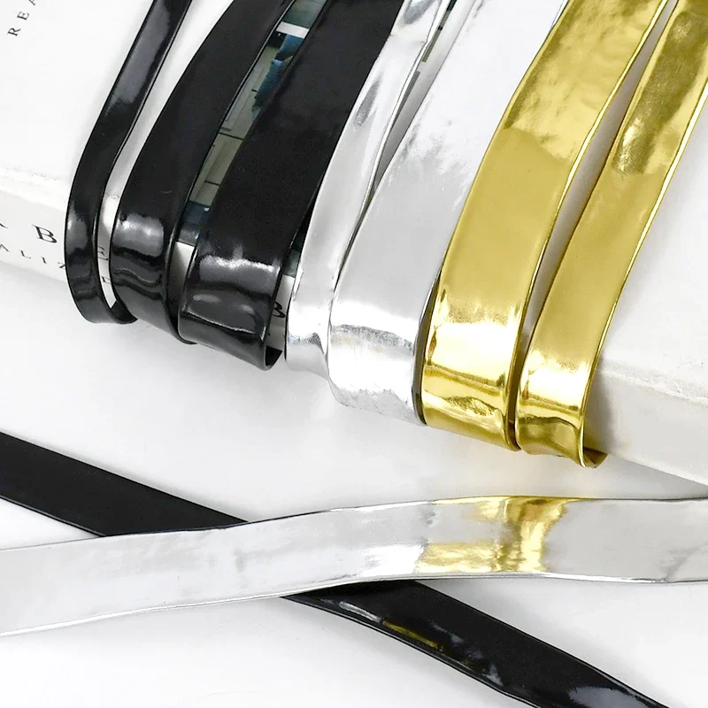 5M 5/8/10/15/20mm PU Hemming Ribbon Mirror Leather Rope Jewelry Decoration Webbing Cord Headdress Edge Tape Trims Accessories