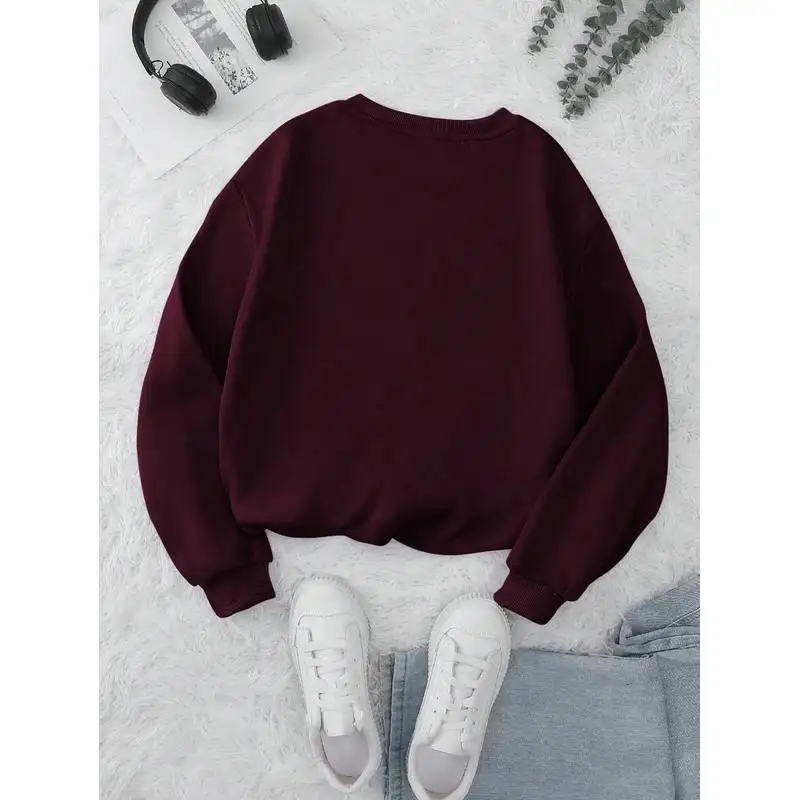 Women's Casual Letter-Print Long-Sleeve Crewneck Sweatshirt, Autumn/Winter long-sleeve top.